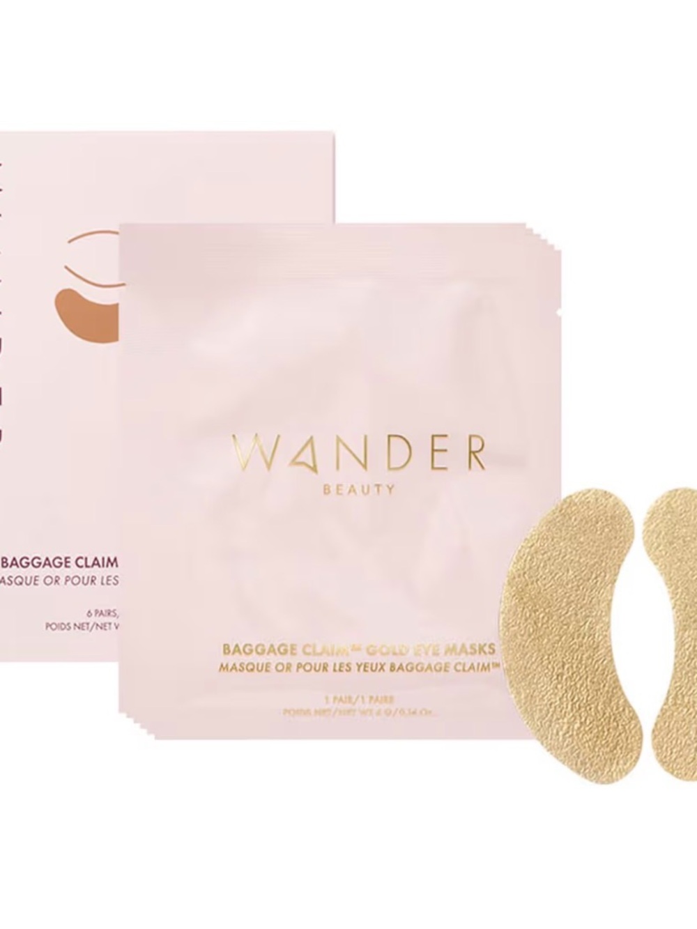 Wander Beauty Pink and Gold Baggage Claim Eye Masks